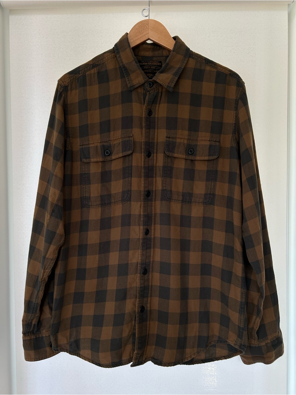 Filson Buffalo Check Flannel Shirt Men’s Medium Brown Black 100% Cotton